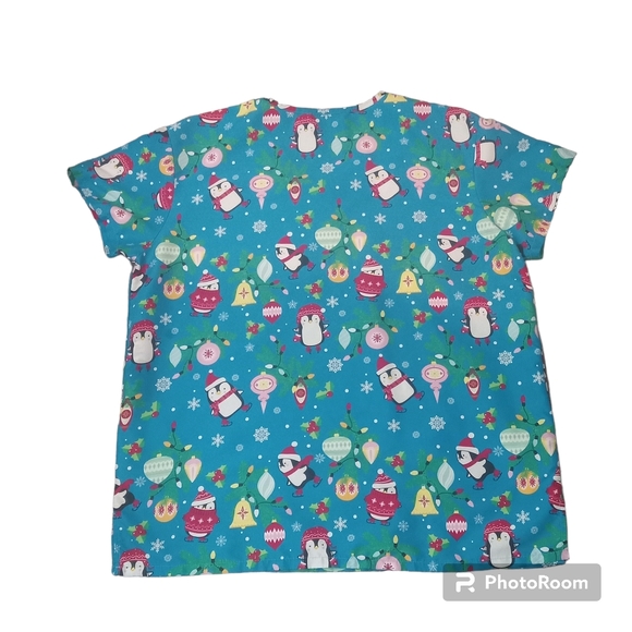 Ladies Serene Christmas Scrub Top - Picture 2 of 3